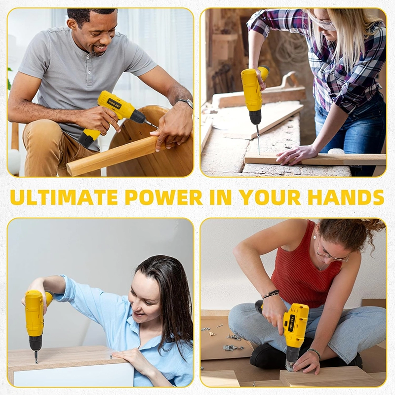 مثقاب لاسلكي خفيف الوزن وقابل لإعادة الشحن 12 فولت، مثقاب كهربائي محمول مدمج للإصلاح اليومي للمنزل